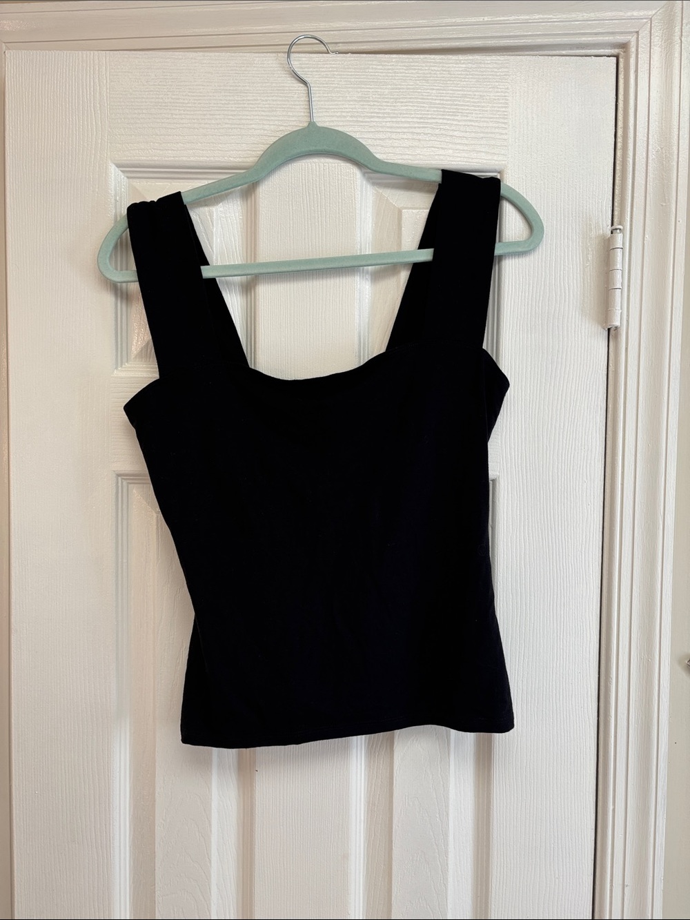 Reformation Black Square-Neck Tank with Wide Straps